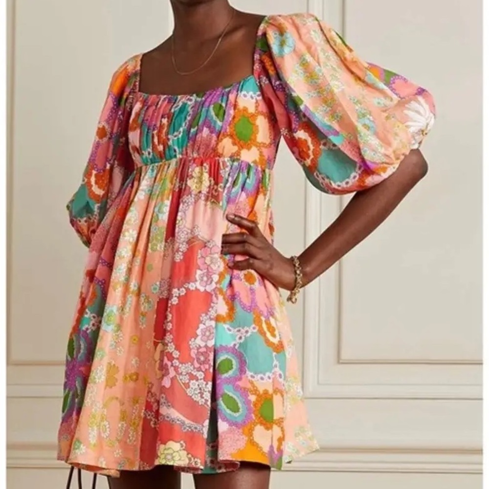 Zimmerman Lola Paneled Printed Mini Dress